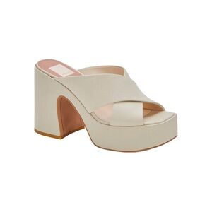 Dolce Vita Wonder Ivory Genuine Leather Platform Retro Heel Sandals
